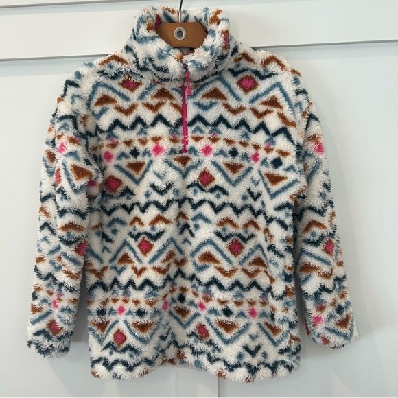 Eddie Bauer Women’s Fleece Sweatshirt Quarter Zip Southwest Aztec Print Medium - Picture 1 of 6